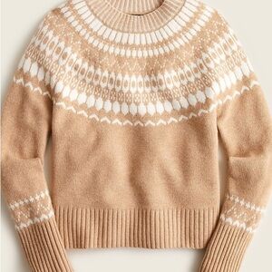 J. Crew Tan and White Cowl Neck Sweater